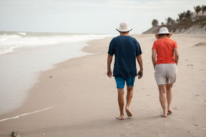 Elderly couple on the beach